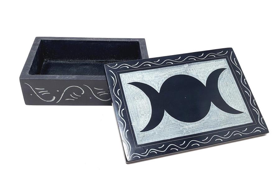 Triple Moon Black Stone Box