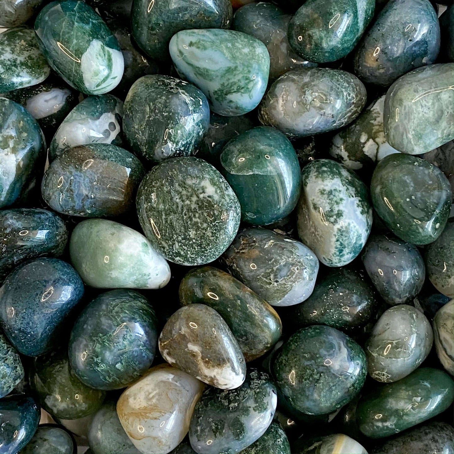 Moss Agate: Tumbled 1"