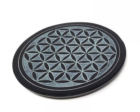 Black Soap Stone Flower of Life Incense Stick Holder