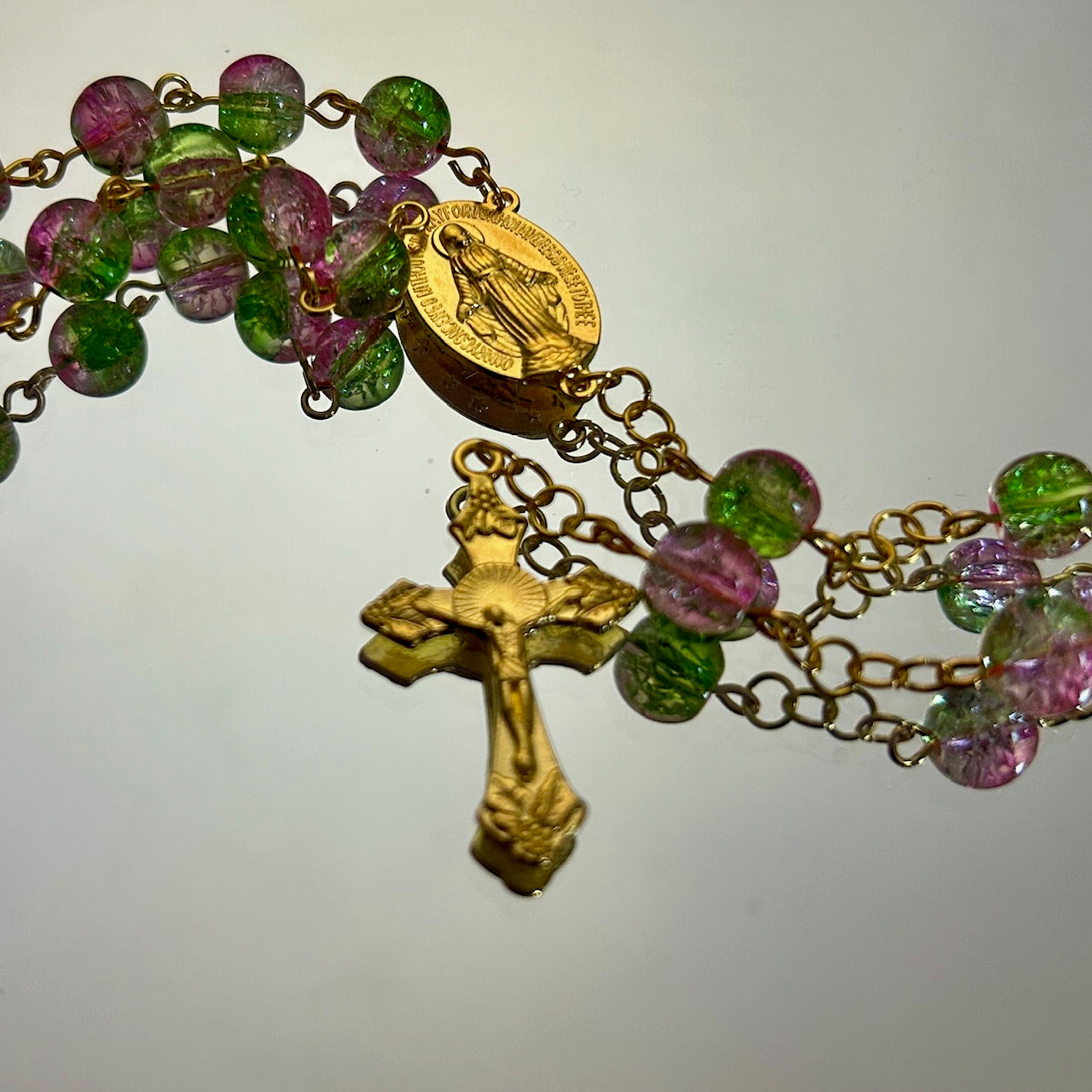 Rosary: Pink & Green Glass