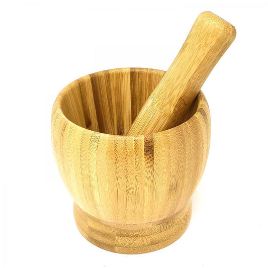 Natural Wood Tone Mortar & Pestle