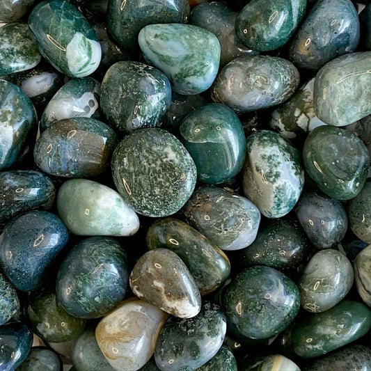 Moss Agate: Tumbled 1"