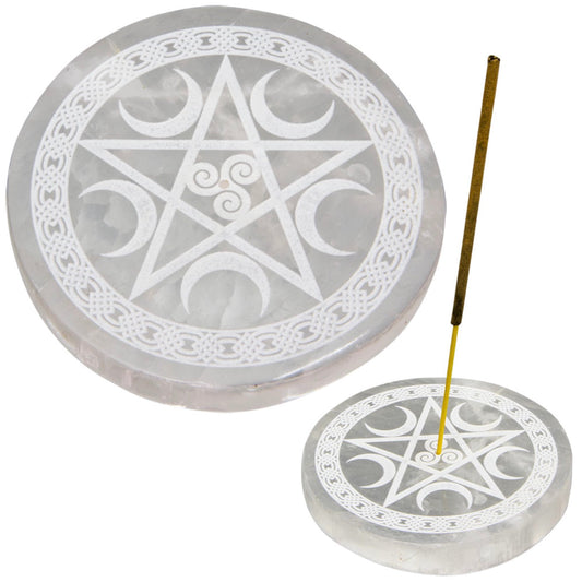 Selenite Pentigram Incense Holder