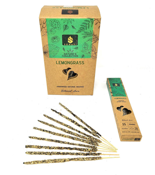SONAVI - Nature's Collection: All Natural Lemongrass  Incense Sticks 25 grams