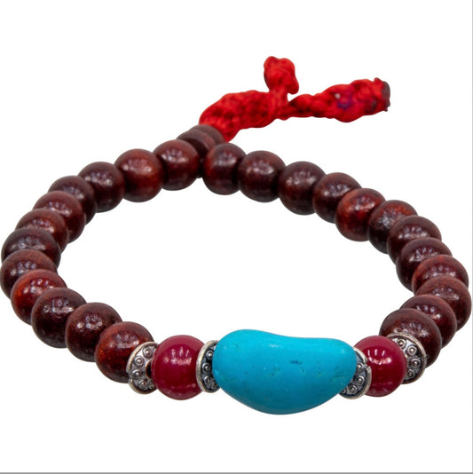 Mala Bracelet: Rosewood & Turquoise Stone