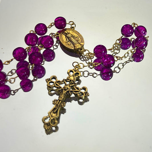 Rosary: Magenta Glass